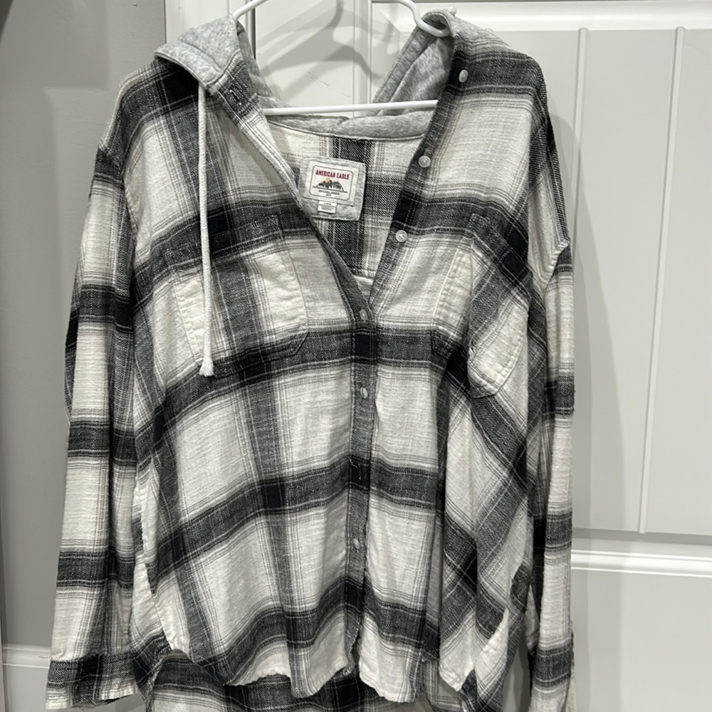 American Eagle Hooded Flannel, Size Large!